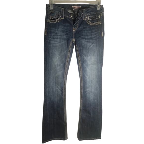 Y2K ReRock Express Barely Boot Jeans 4R Dark Wash 30 x 32 Dark Wash Stretch - Picture 1 of 16
